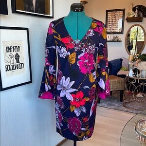 Trina Turk floral Dress with Bell Sleeves